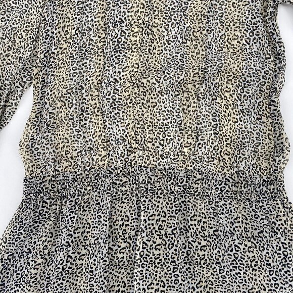VELVET Graham & Spencer Size XS Sheer Aubrey Leopard Print Dress Long Sleeve - Picture 10 of 15